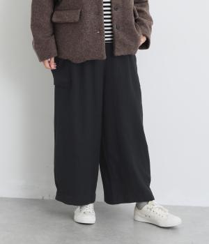 コットンリネン起毛ヘリンボーン　サイドポケットワイドパンツ（ブラックヘリンボン・F）