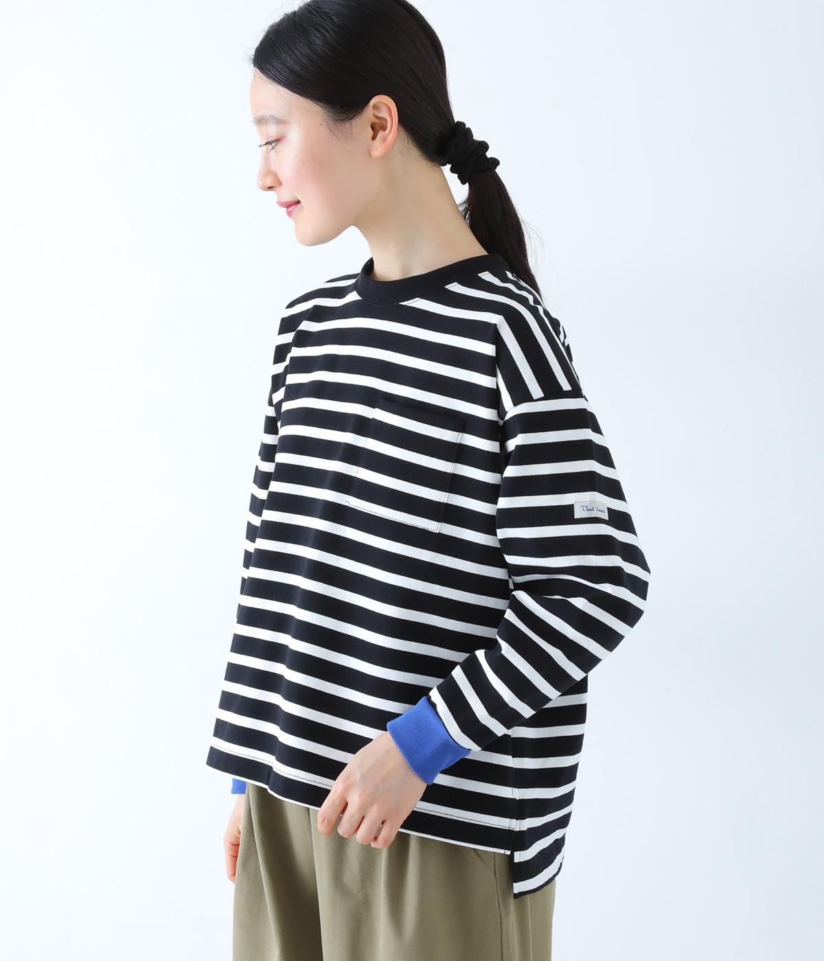 デラヴェボーダー配色プルオーバー(ブラック×オフ-S)