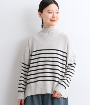 タートルワイドニット(杢グレー×ブラック-38)