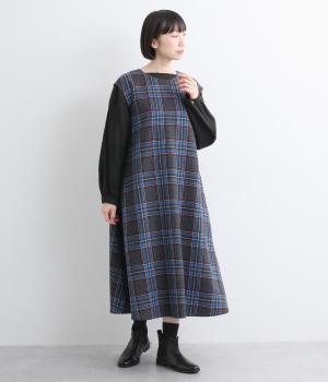 ウールチェックジャンパースカート(グレー系-F)