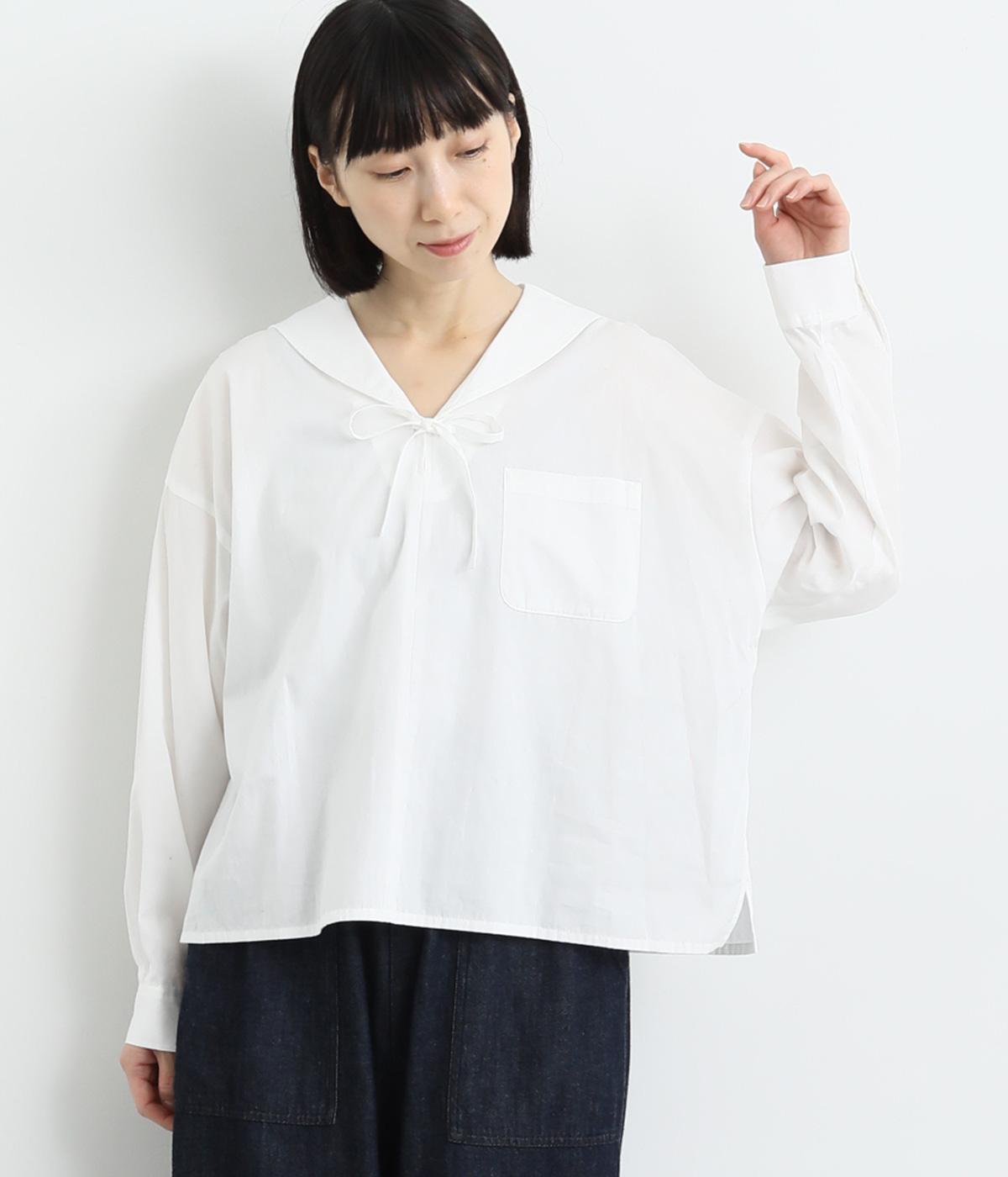 セーラーカラーリボンシャツ(オフ-F)