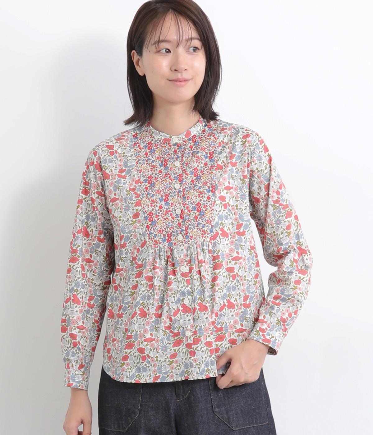 リバティヨーク切替ブラウス(レッド系-F)