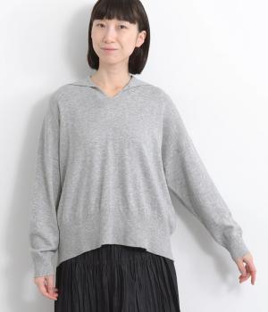 コットンウールセーラーカラープルオーバー(杢グレー-F)