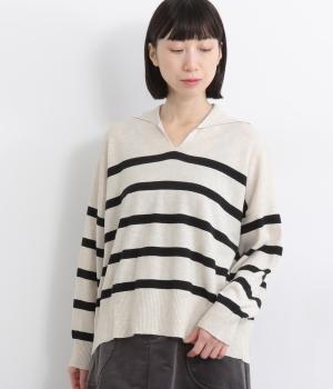 コットンウールセーラーカラープルオーバー(オートミール×ブラック-F)