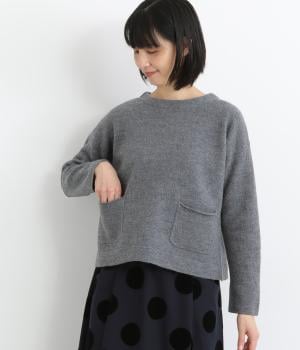 圧縮ウール天竺ポケット付きプルオーバー