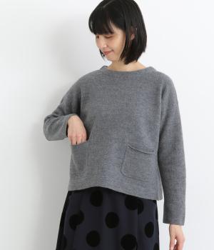 圧縮ウール天竺ポケット付きプルオーバー(チャコール-F)