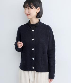 ラクーン混ニットカーディガン(ブラック-F)