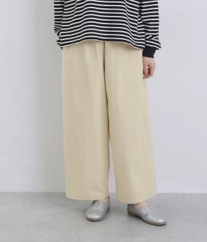 コットンブロード近江晒加工タックパンツ(薄いイエロー-38)