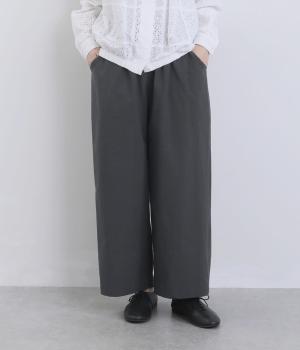 コットンブロード近江晒加工タックパンツ(チャコール-38)