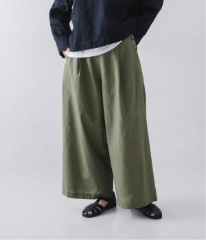 コットンリネンタックワイドパンツ