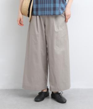 コットンリネンタックワイドパンツ(ライトグレー-38)