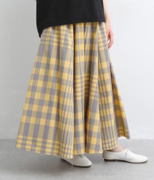 タイプライタービッグチェックフレアスカート(イエロー-38)