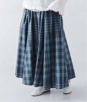 タイプライタービッグチェックフレアスカート(ブルー-38)