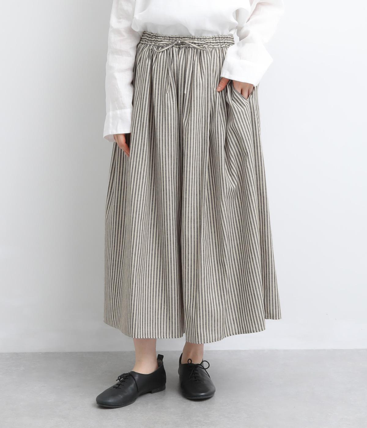 ヘンプリーストライプスカート(ベージュ×ブラック-38)