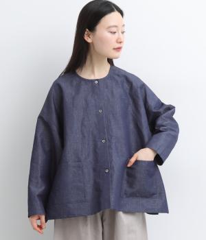 コットンリネンダンガリーブラウス
