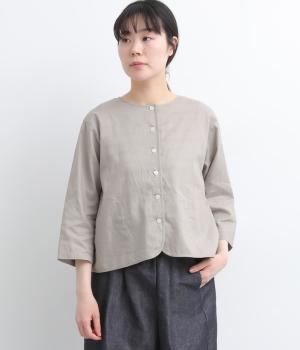コットンリネンカーディガンブラウス(ライトグレー-38)