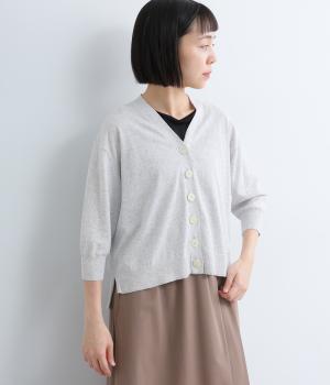 接触冷感コットンニットカーディガン(杢グレー-38)