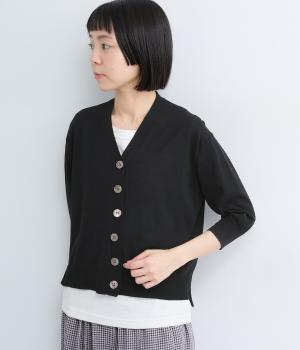 接触冷感コットンニットカーディガン(ブラック-38)