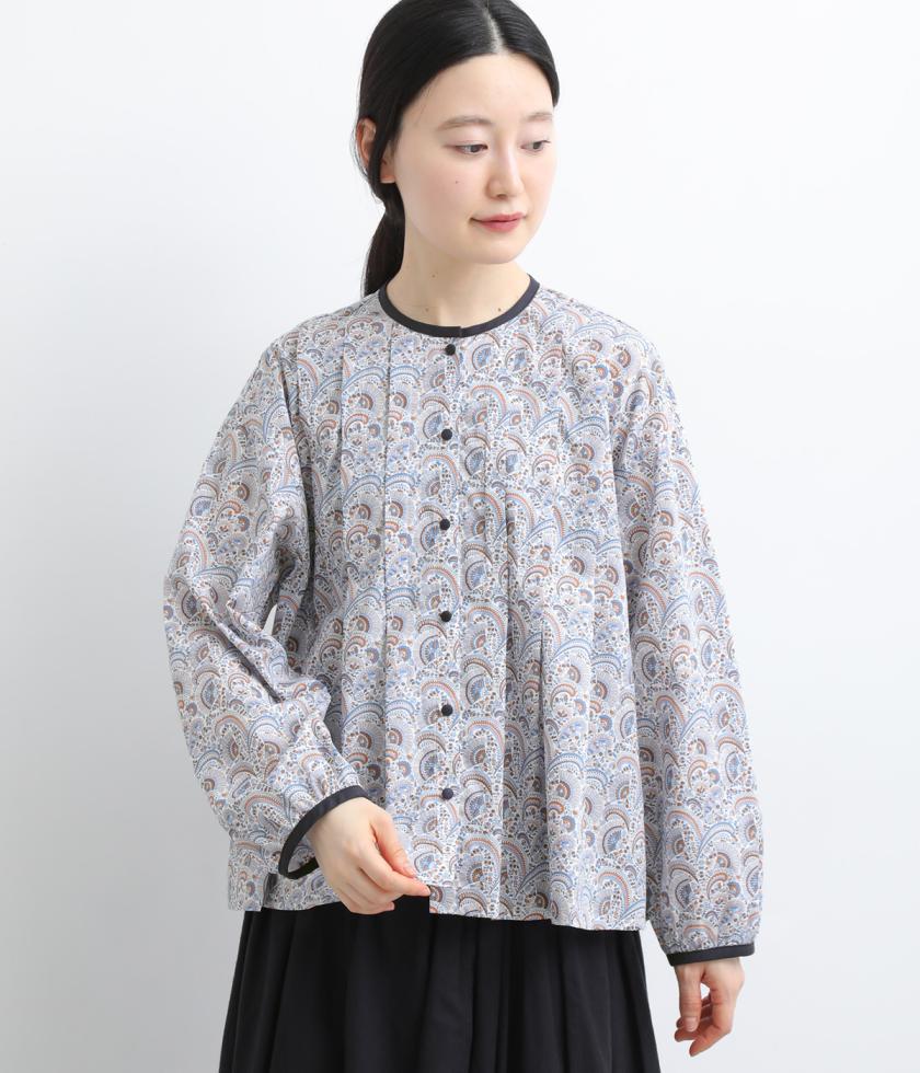 【LIBERTY】タック使い配色ブラウス