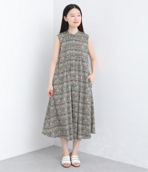 LIBERTYタナローン　ピンタックノースリーブワンピース(チャコール系-38)
