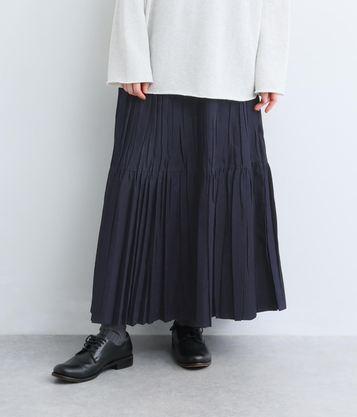 6オンスデニムランダムプリーツ加工スカート｜Vent d'ouest（ヴァンド