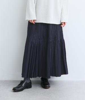 6オンスデニムランダムプリーツ加工スカート（インディゴ・38）
