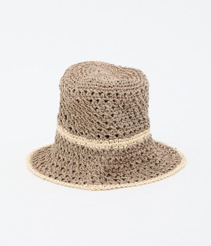 【リンネル掲載】ライン透かし編みペーパーハット(グレー-ONESIZE)