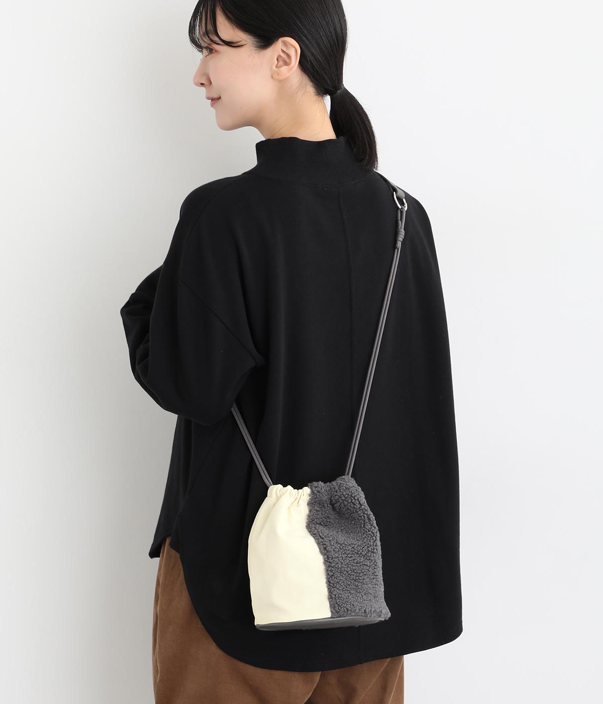 【リンネル掲載】シアリングドローストリング2wayバッグ(グレー-F)