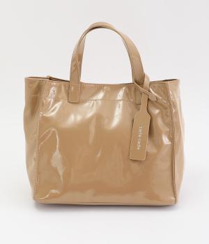 【リンネル掲載】エナメル風ショッパー小(ベージュ-F)