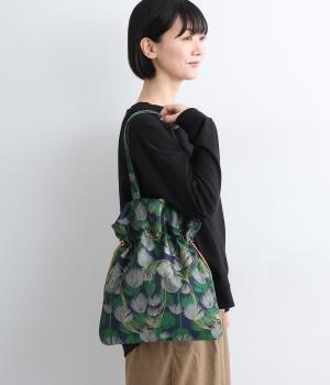 【リンネル掲載】ジャカード巾着トートバッグ(ネイビー-F)