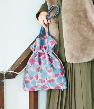 【リンネル掲載】ジャカード巾着トートバッグ(ピンク-F)