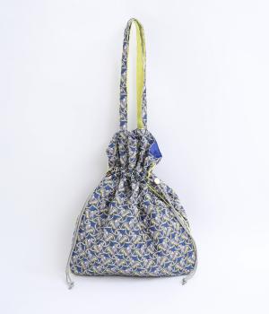 【リンネル掲載】ジャカード巾着トートバッグ(ブルー-F)