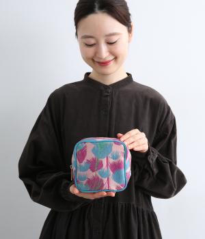 ジャカードスクエアポーチ(ピンク-F)