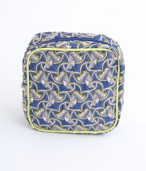 ジャカードスクエアポーチ(ブルー-F)