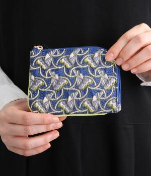 ジャカードフラットミニポーチ(ブルー-F)