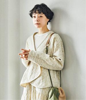 【リンネル掲載】タイル柄ジャカードジャケット(ベージュ-F)