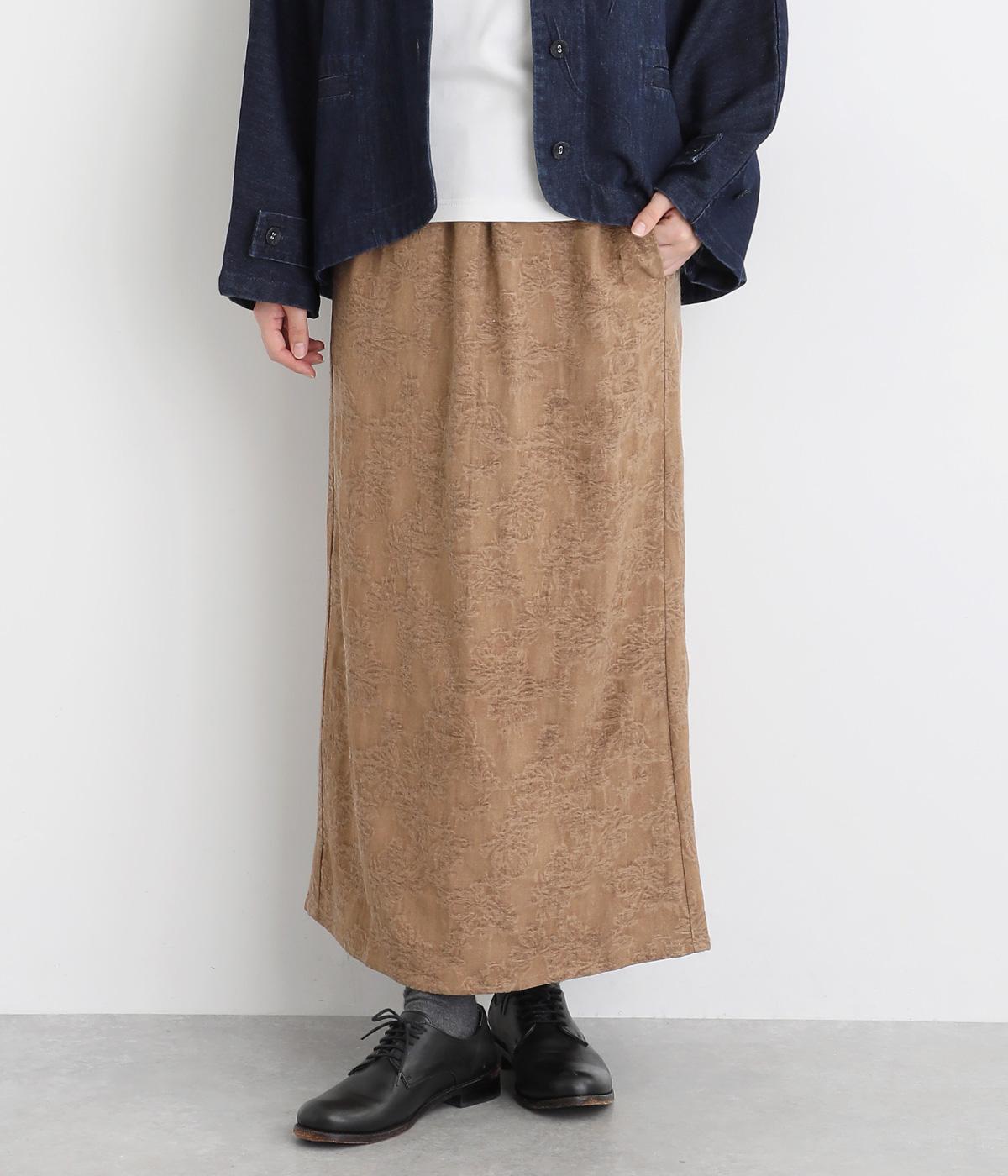 花柄ジャカードスカート(ブラウン-F)