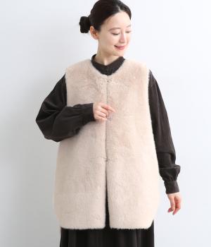 【リンネル掲載】フェイクファーロングジレ(アイボリー-F)