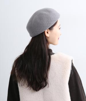 【リンネル掲載】編み立て柄入りベレー(グレー-F)