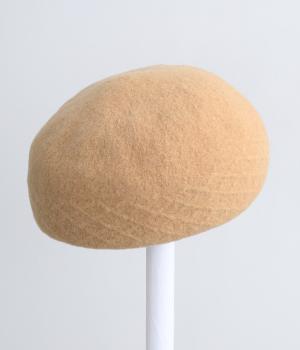 【リンネル掲載】編み立て柄入りベレー(キャメル-F)