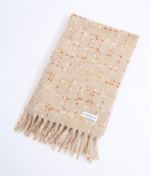 【リンネル掲載】チェックストール(ベージュ-F)