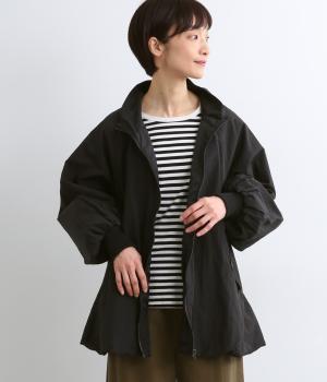 【リンネル掲載】ミドル丈バルーンコート(ブラック-F)