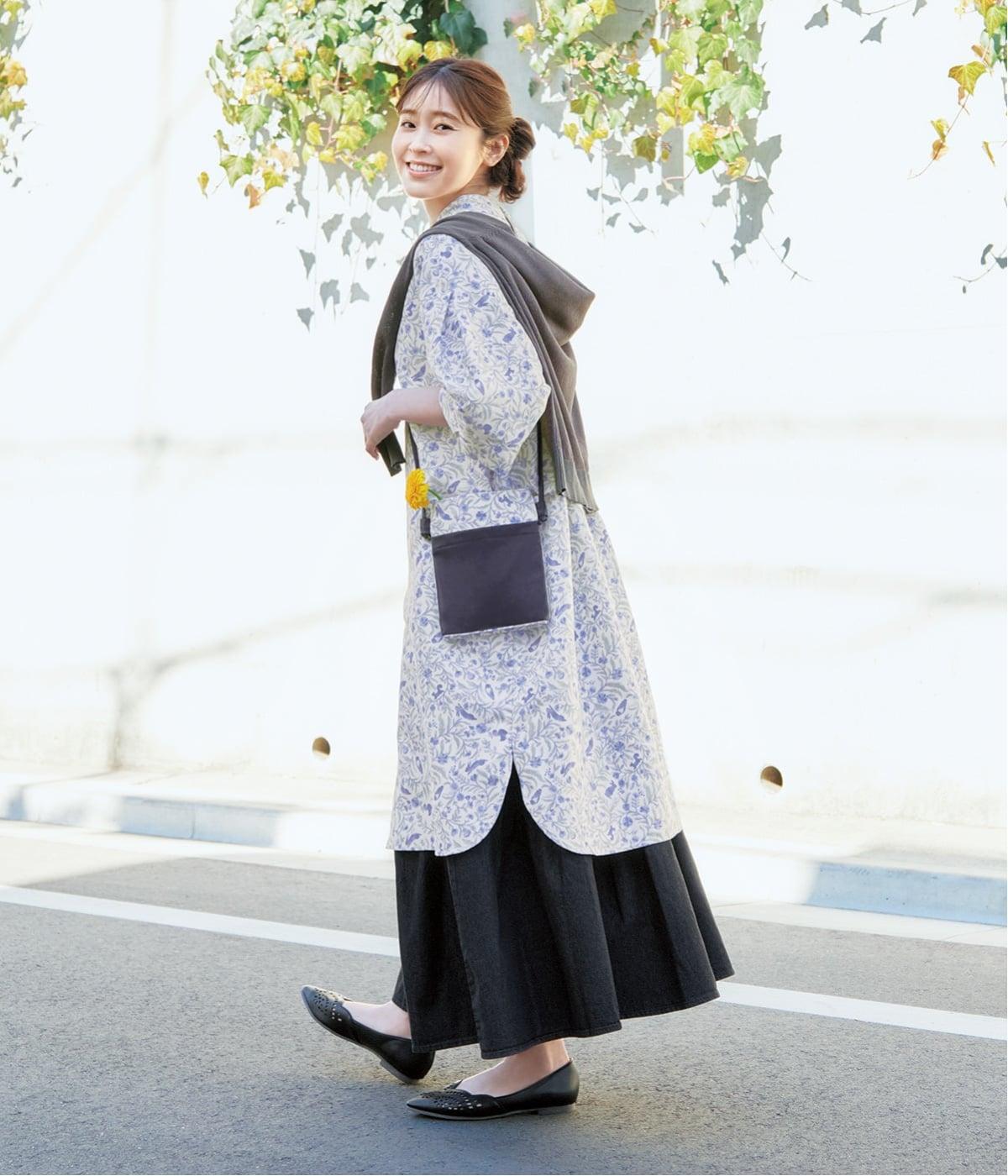 【リンネル掲載】Forest Friends シャツチュニック(ブルー-F)