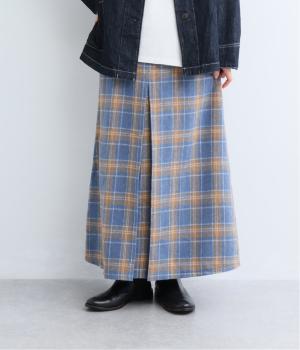 【リンネル掲載】チェックタックスカート（ブルー・F）