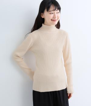 【リンネル掲載】もちもちリブタートルプルオーバー（アイボリー・F）