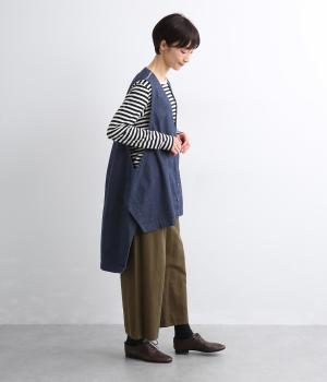 コットン布帛8ozデニムバッグドレープジレ