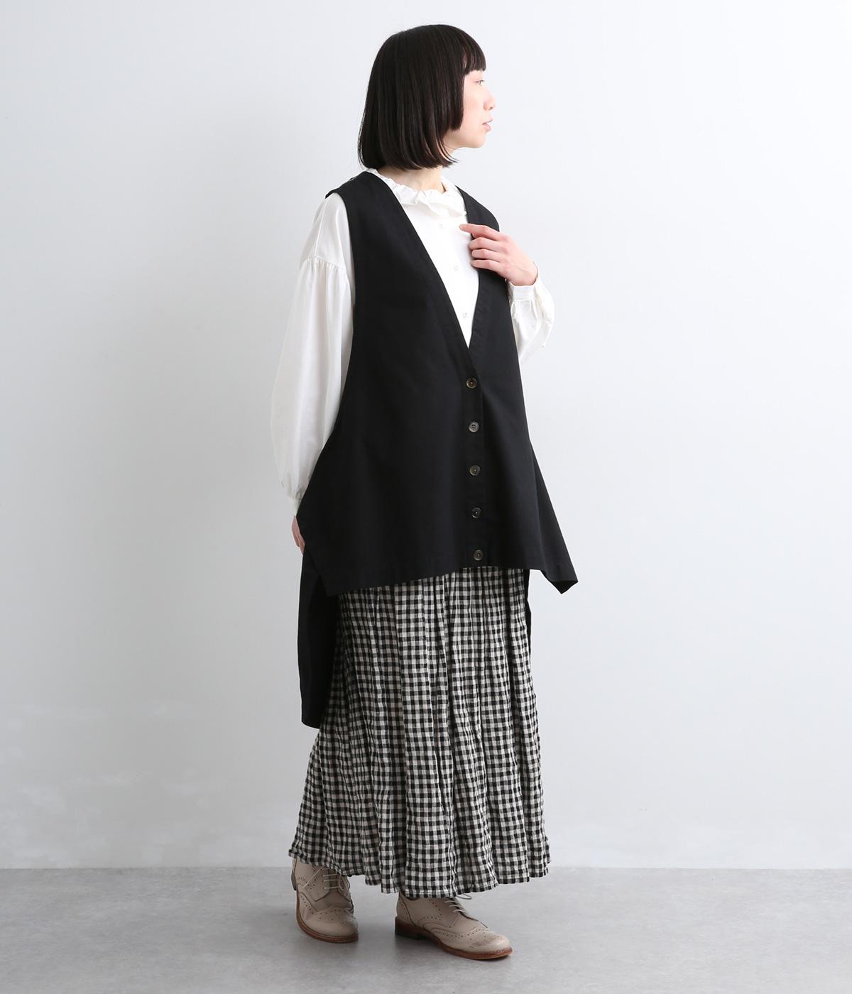 コットン布帛8ozデニムバッグドレープジレ(ブラック-F)