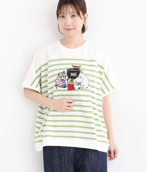 MOOMINドルマンボーダープルオーバー(ホワイト×ライトグリーン-ONESIZE)