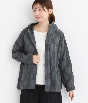 【JAPAN FABRIC】塩縮ドットシャツフーディ(チャコール-ONESIZE)