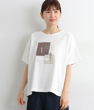 パッチ刺繍Tシャツ(ホワイト-ONESIZE)